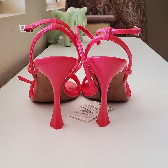Zara High Heeled Strap Sandals in Watermelon size 38 EU / 7.5-8 US - Picture 9 of 10